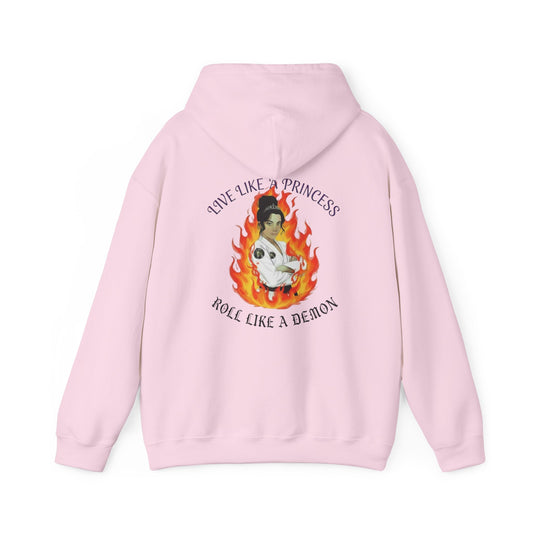 Women’s BJJ Hoodie – Live Like a Princess Roll Like a Demon – Brazilian Jiu Jitsu Hoodie for Women – Female Grappler Sweatshirt