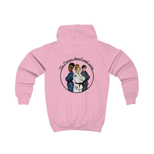 Girls BJJ Hoodie – This Princess Doesn’t Need Saving – Kids Brazilian Jiu Jitsu Hoodie – Girls Martial Arts Grappler Sweatshirt