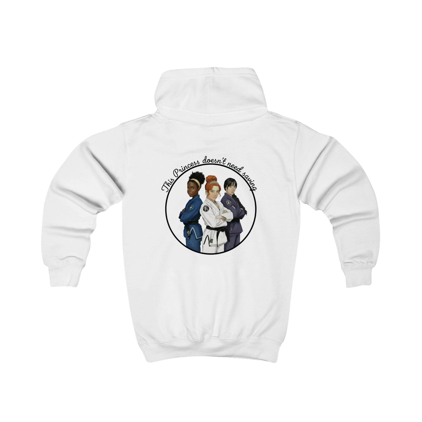 Girls BJJ Hoodie – This Princess Doesn’t Need Saving – Kids Brazilian Jiu Jitsu Hoodie – Girls Martial Arts Grappler Sweatshirt